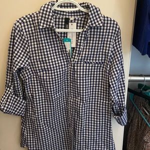 Navy Checkered button down